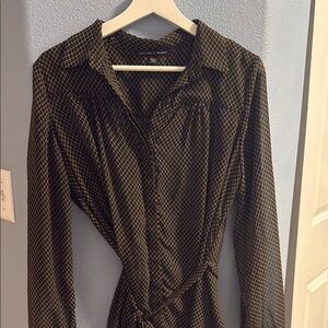Harlowe & Graham Black and Gold Patterned Blouse